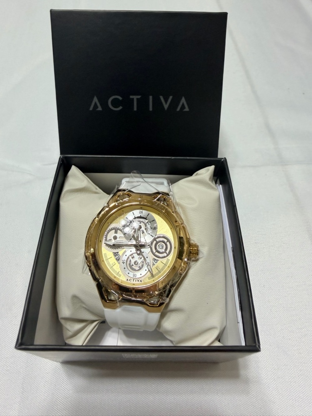 Activa by Invicta Gold-Tone Chronograph Watch with White Strap - Picture 2 of 7